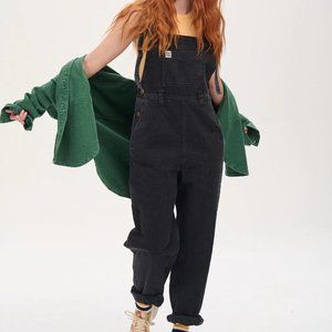 Lucy & Yak Easton Dungaree Washed Black Overalls Jumper
